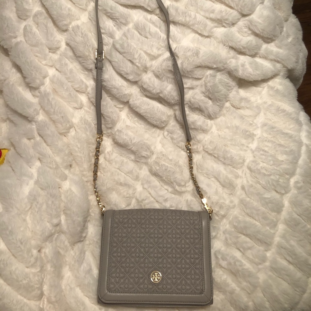 USED Tory Burch Gray Crossbody Handbag Purse